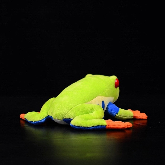 Back view of Red-Eyed Tree Frog plush highlighting vivid colors and soft, realistic textures