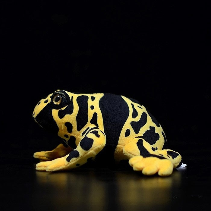 Profile of Yellow-Banded Poison Dart Frog plush, highlighting its detailed craftsmanship