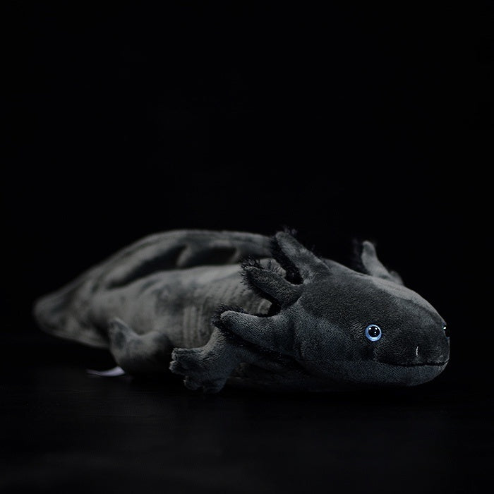 Realistic Black Melanoid Axolotl Plush Toy by SoftDaysLab, ultra-soft and lifelike design