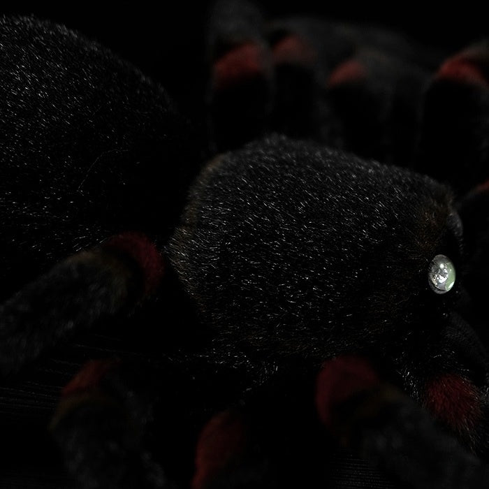 Mexican Giant Red Knee Tarantula plush, detailed close-up of soft, textured body and realistic craftsmanship
