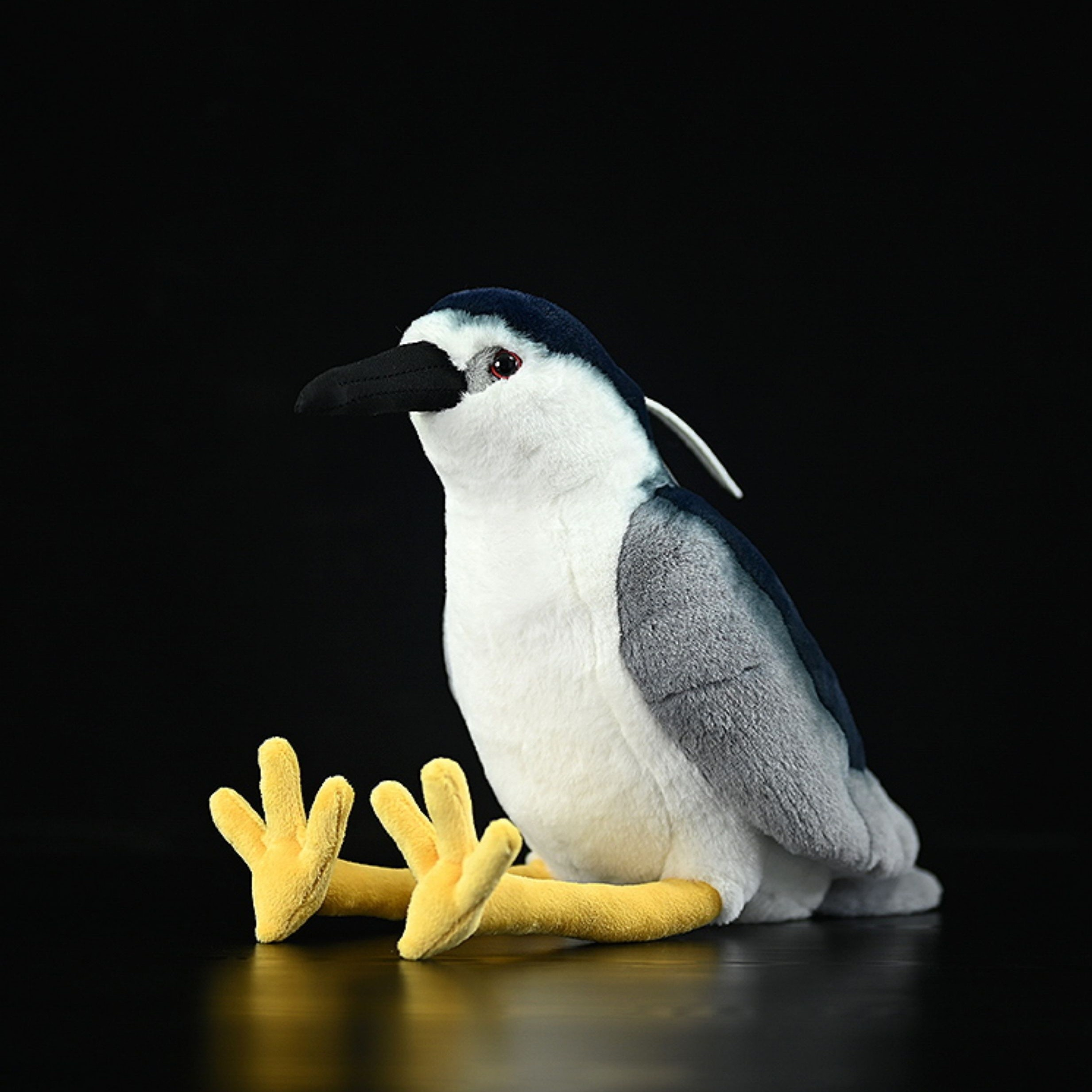 Realistic Black-crowned Night Heron plush toy by SoftDaysLab, featuring lifelike details and vibrant colors