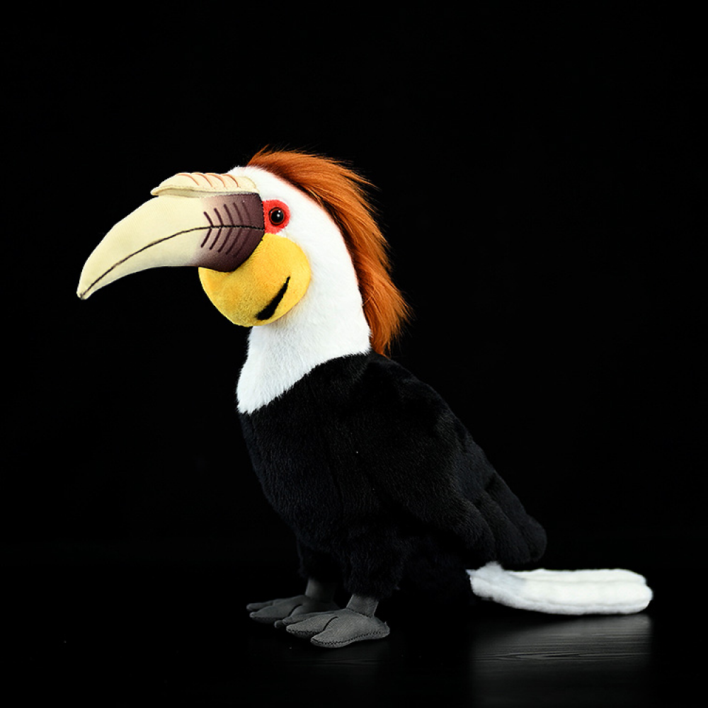 Realistic Wreathed Hornbill Plush Toy - Lifelike Stuffed Animal for Collectors & Bird Lovers