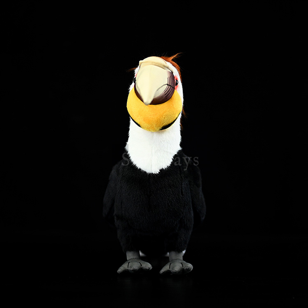 Realistic Wreathed Hornbill Plush Toy - Lifelike Stuffed Animal for Collectors & Bird Lovers
