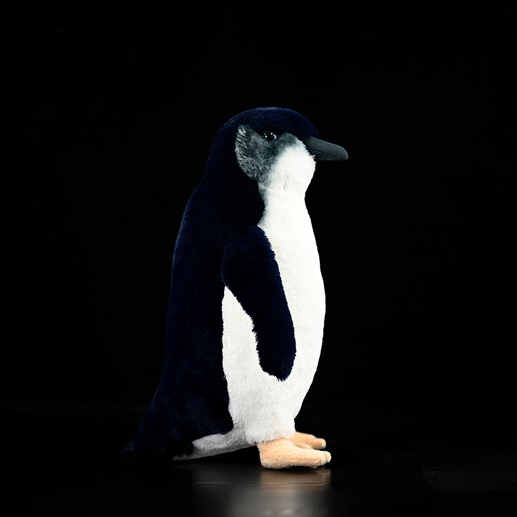 Side profile of Little Blue (Fairy) Penguin plush toy, highlighting its natural design and high-quality materials
