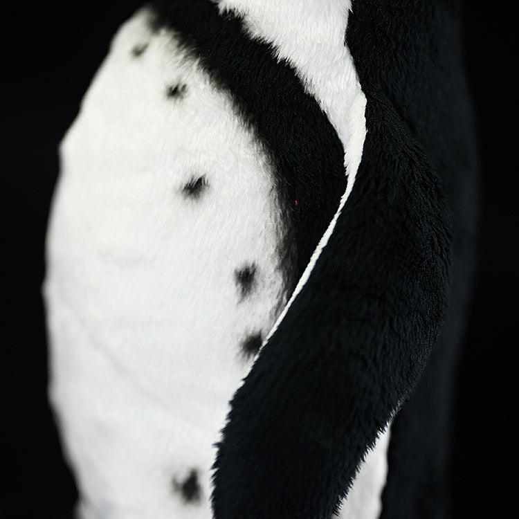 Detailed view of African Penguin plush toy’s chest, showcasing unique black spots and soft fabric