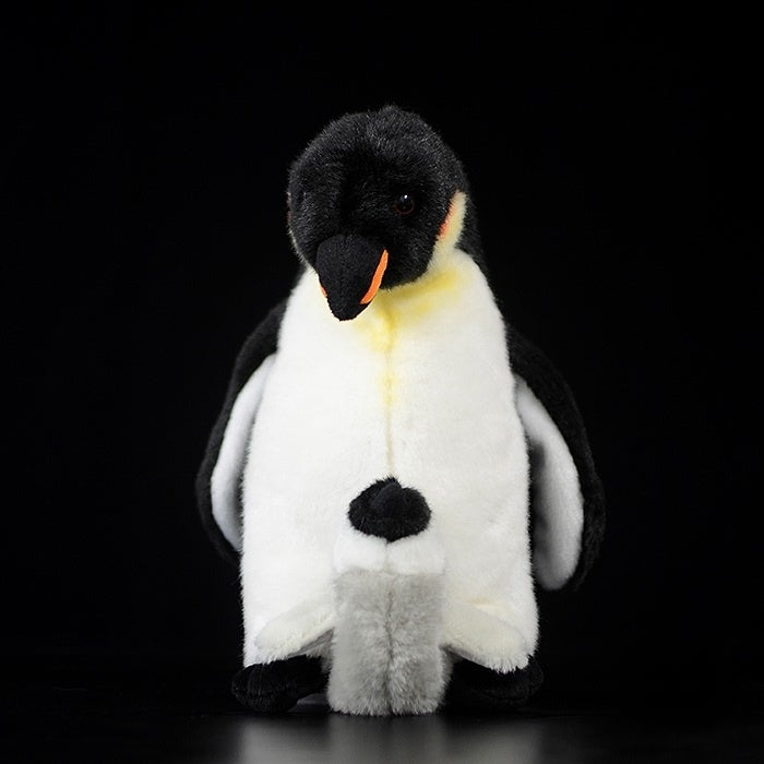 Emperor penguin plush with baby chick, realistic design by SoftDaysLab, perfect for penguin lovers