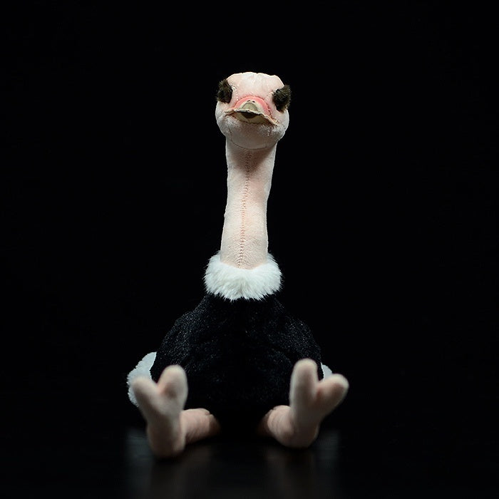 Front view of a charming ostrich plush toy by SoftDaysLab, showcasing lifelike and soft design