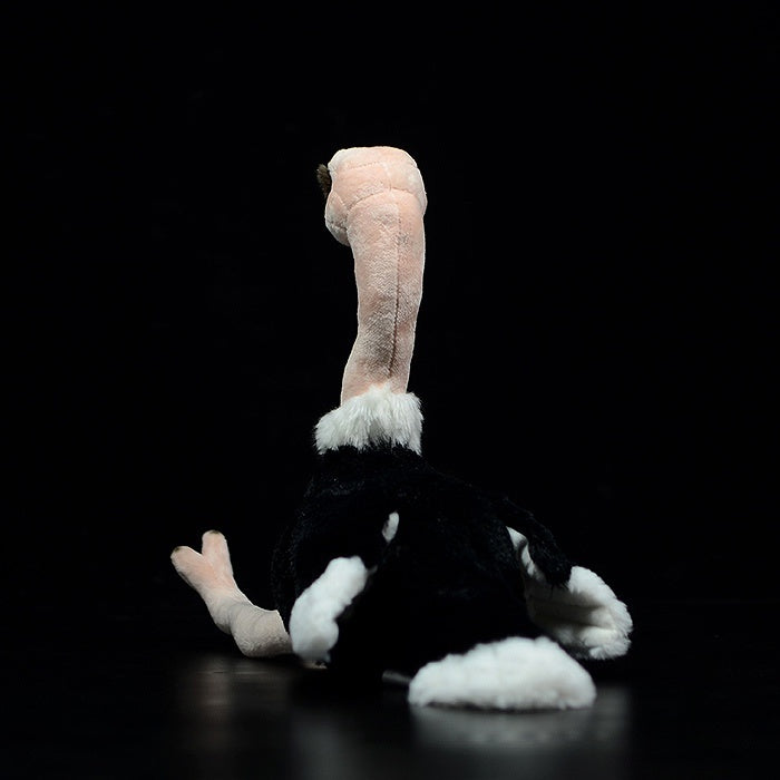Back view of a realistic ostrich plush toy, highlighting soft texture and elegant design