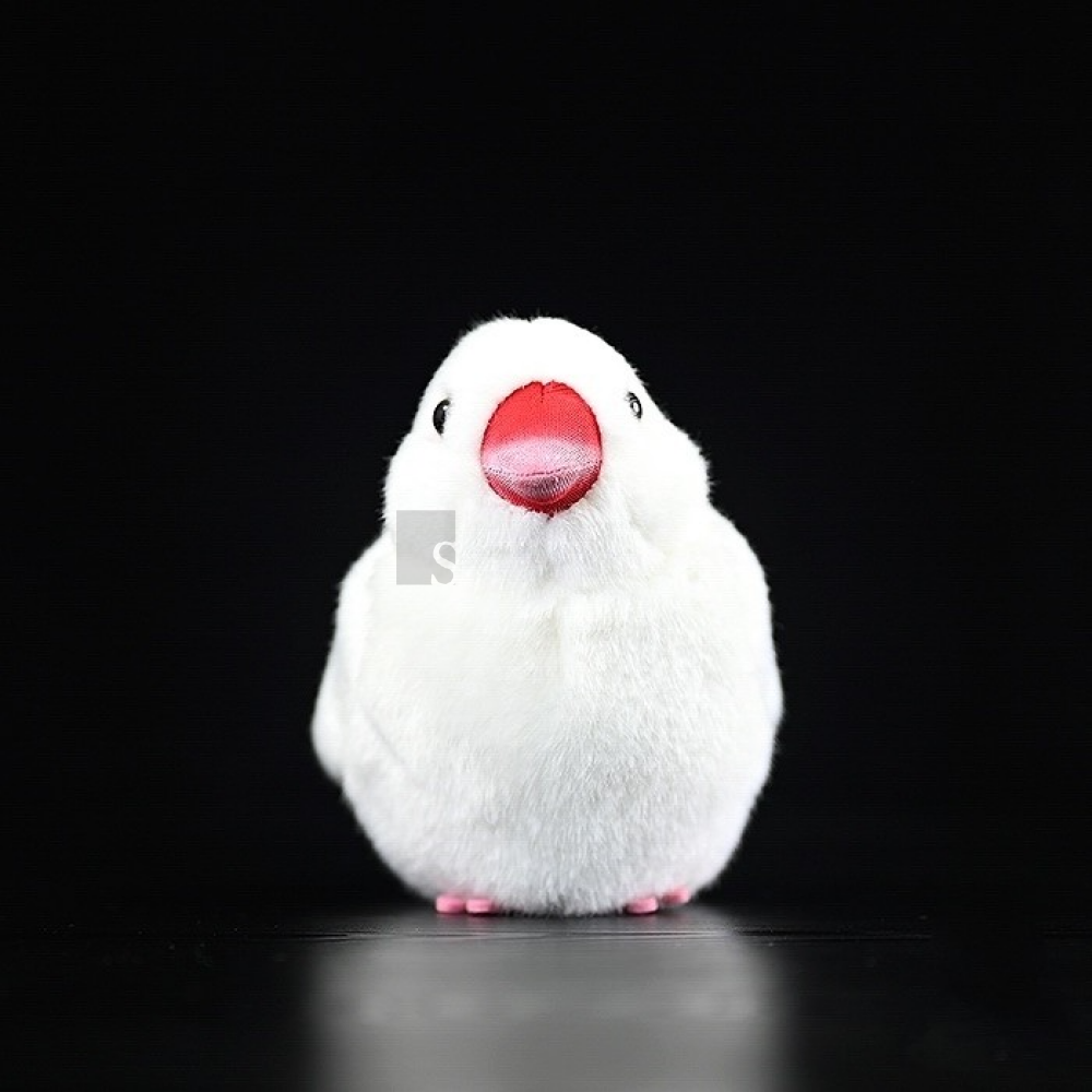 Lifelike Cute White Java Sparrow Bird Plush Toy – Realistic and Chubby Design