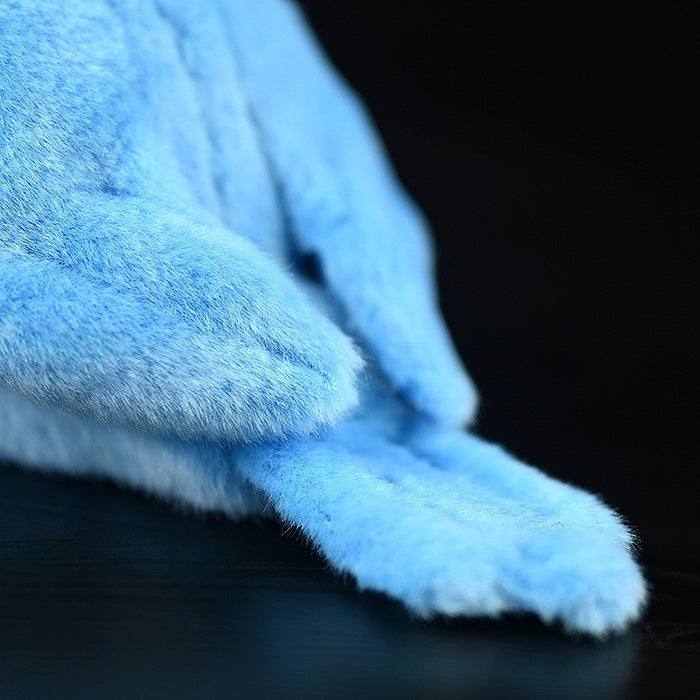 Detailed view of the Blue Lovebird plush toy’s soft and realistic tail design