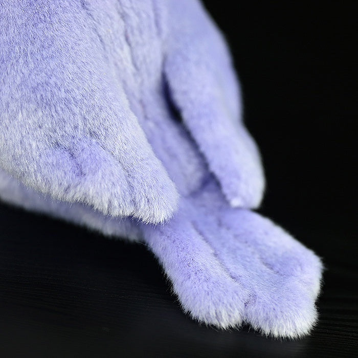 Tail close-up of a purple lovebird plush toy showing detailed soft fabric and accurate shape by SoftDaysLab