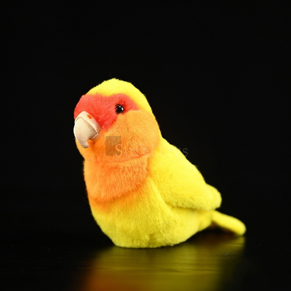 Lifelike Adorable Yellow Lovebird Parrot Plush Toy – Realistic and Chubby