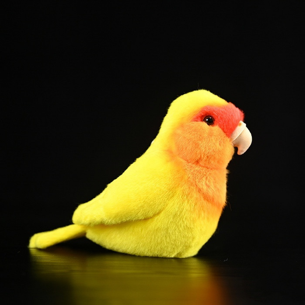 Lifelike Adorable Yellow Lovebird Parrot Plush Toy – Realistic and Chubby