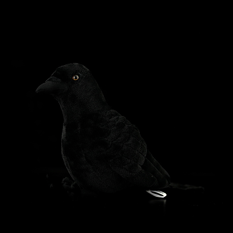 Realistic American crow plush toy by SoftDaysLab, showcasing lifelike details and sleek black design