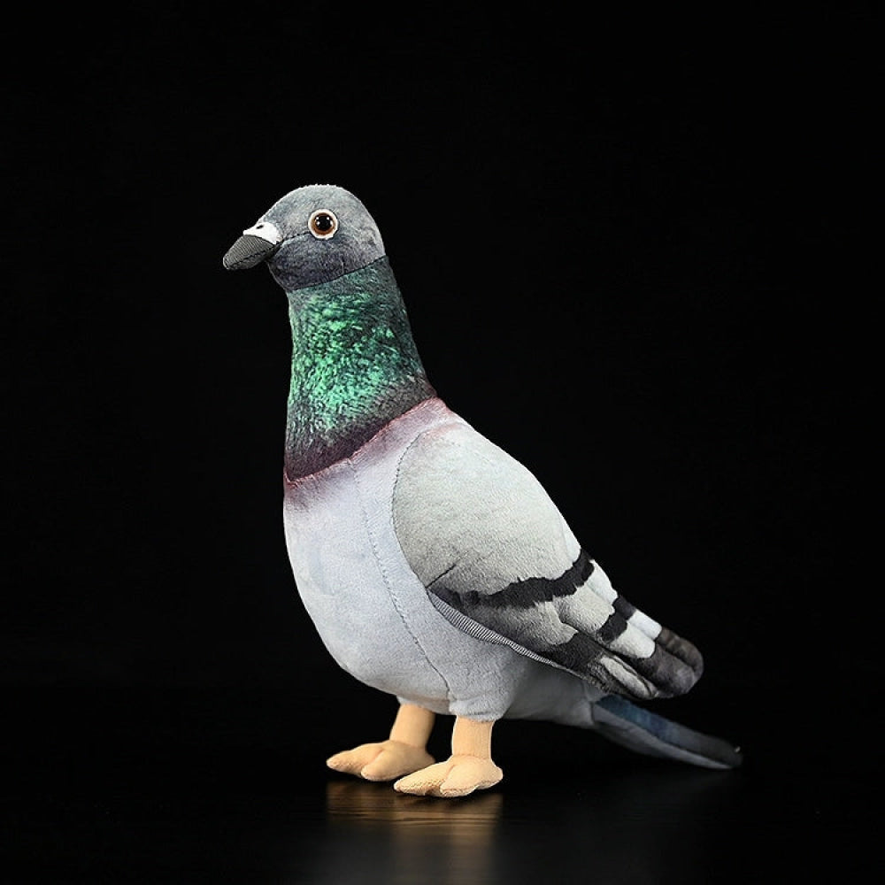 Realistic Hill Pigeon plush toy by SoftDaysLab, showcasing lifelike design, soft texture, and shimmering green neck