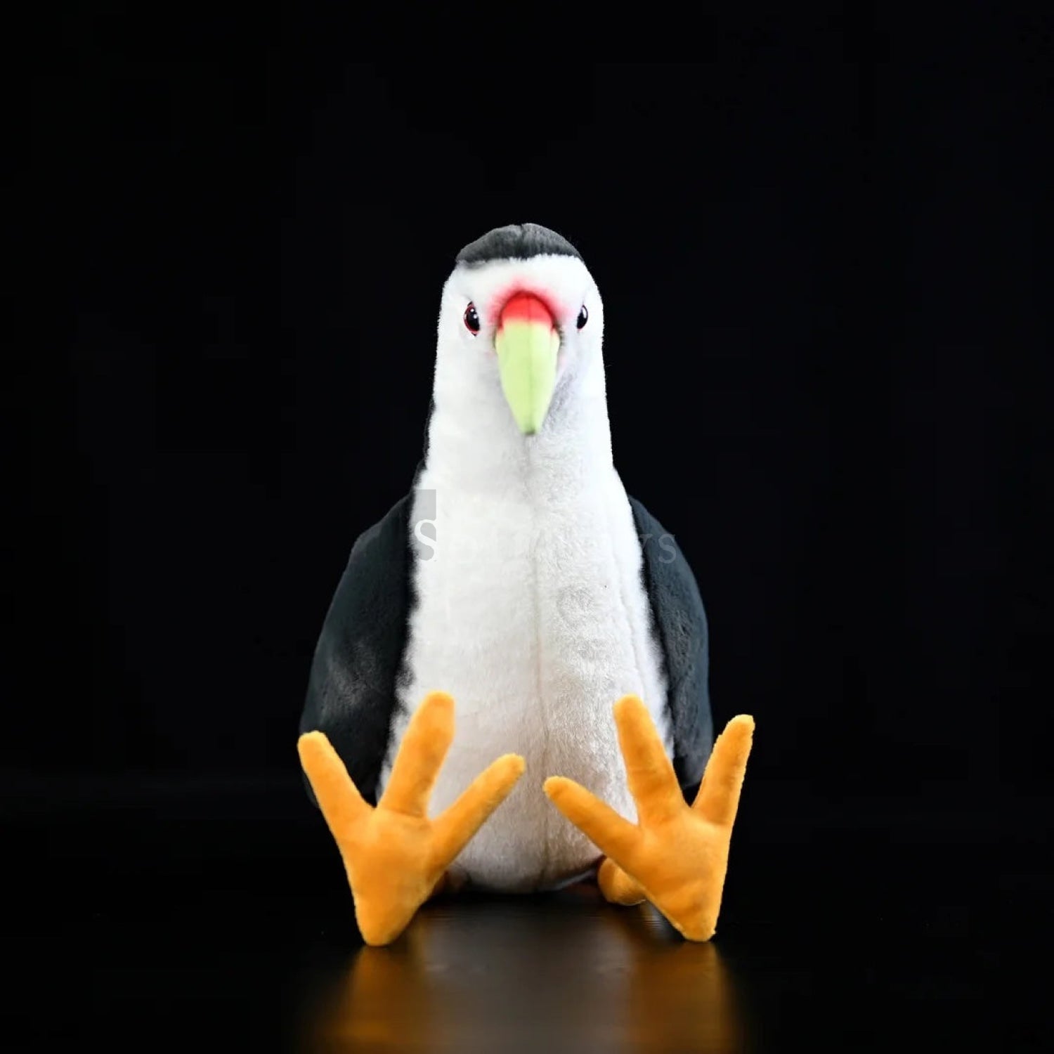 Lifelike White-breasted Waterhen Bird plush toy featuring a white chest, green beak, and bright orange feet