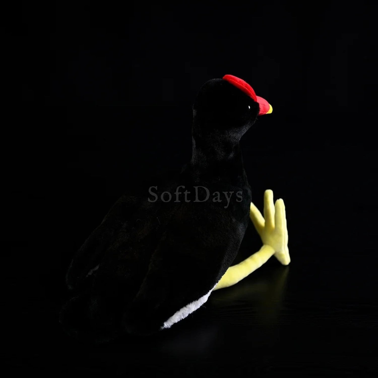 Plush toy of a Common Moorhen bird with realistic features, perfect for birdwatching lovers and collectors