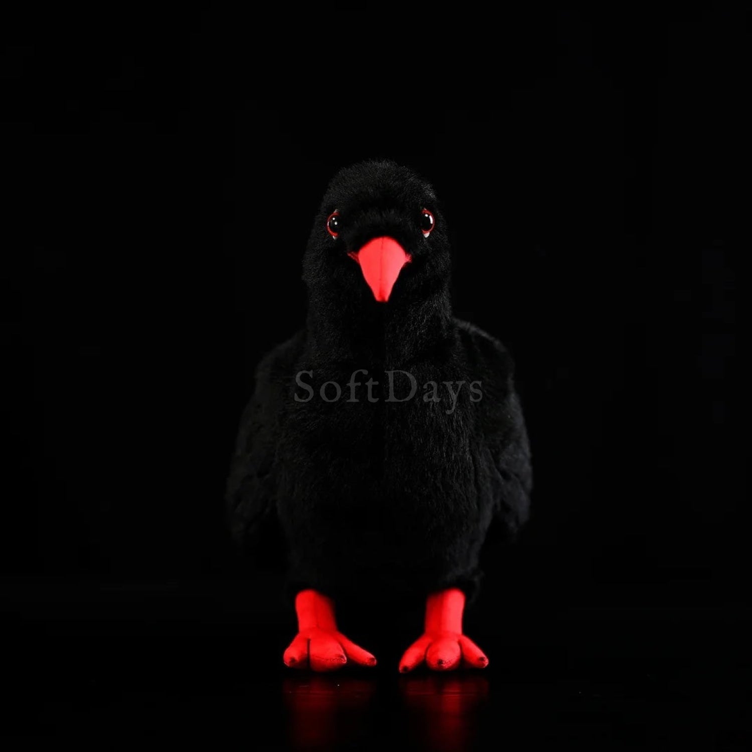 Lifelike Red-Billed Chough bird plush with vibrant red features, perfect for bird enthusiasts and collectors