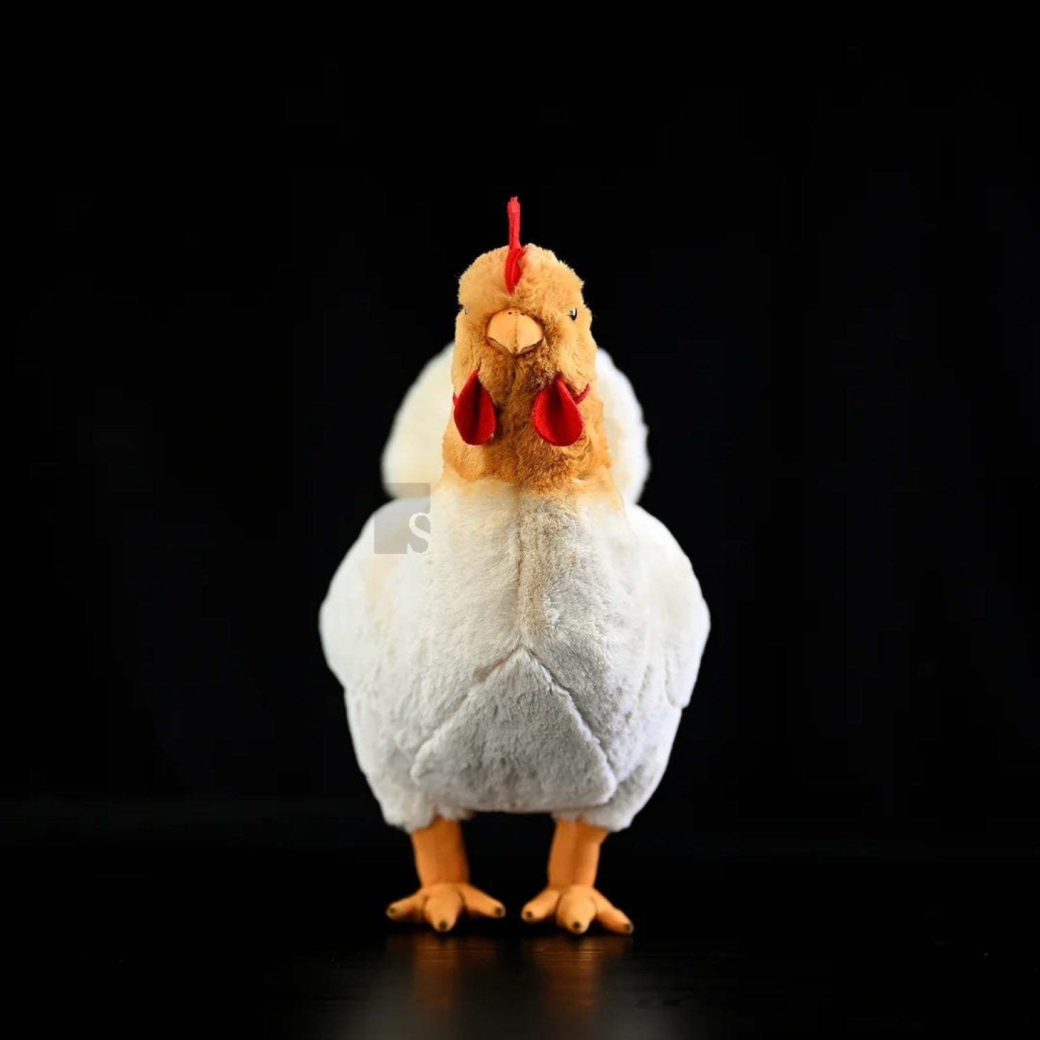 Realistic hen chicken stuffed toy featuring soft white feathers, vibrant red comb, and adorable orange beak
