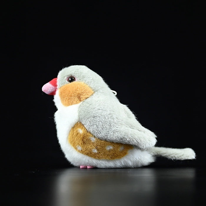 Side view of Zebra Finch Plush Toy with realistic features, perfect for bird lovers and collectors