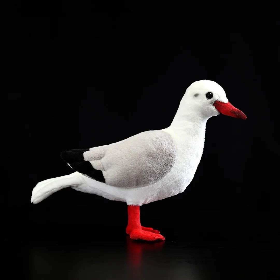 Realistic Black-headed Gull plush toy by SoftDaysLab, featuring lifelike details and vibrant red legs