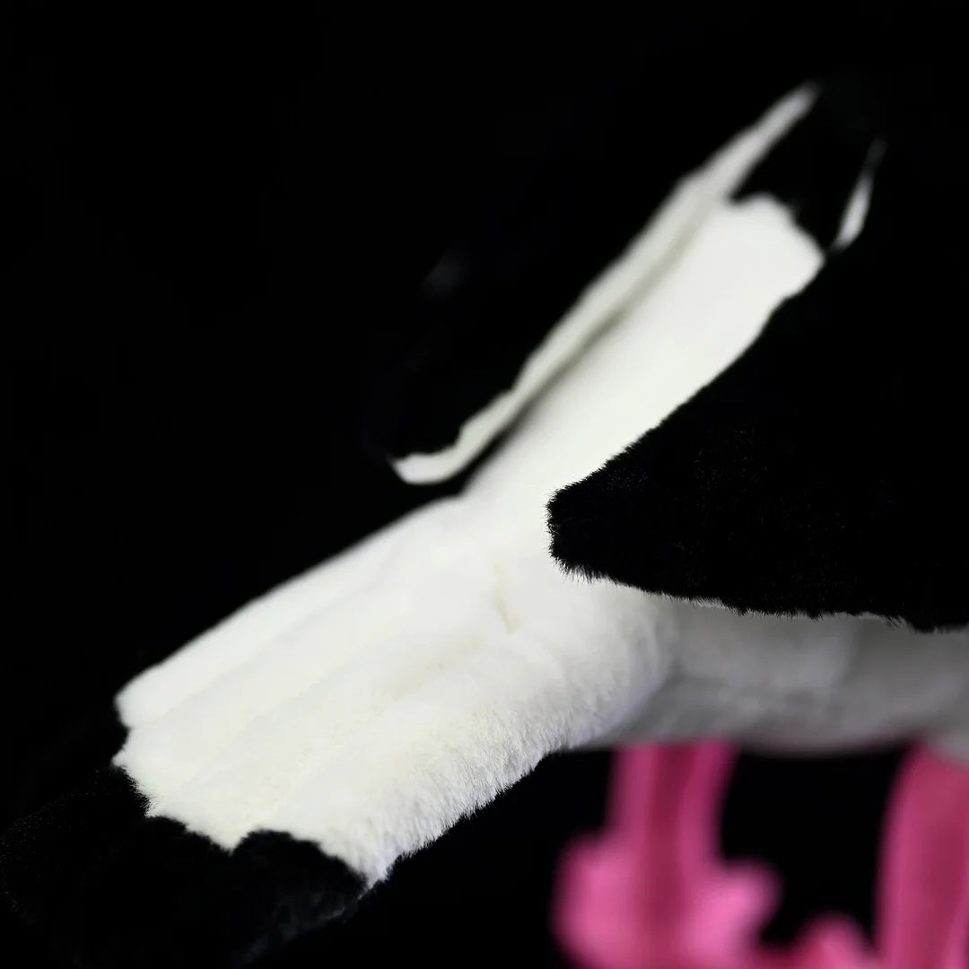 Wing close-up of the Eurasian Oystercatcher plush by SoftDaysLab®, showcasing its lifelike black-and-white patterns