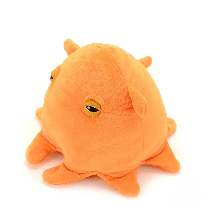 Side angle of a soft and cuddly orange Dumbo Octopus plush toy, ideal for kids and collectors