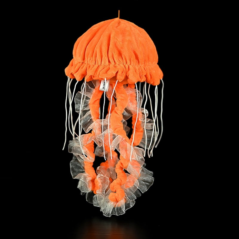 Full-body view of Pacific sea nettle jellyfish plush by SoftDaysLab, featuring realistic vibrant design