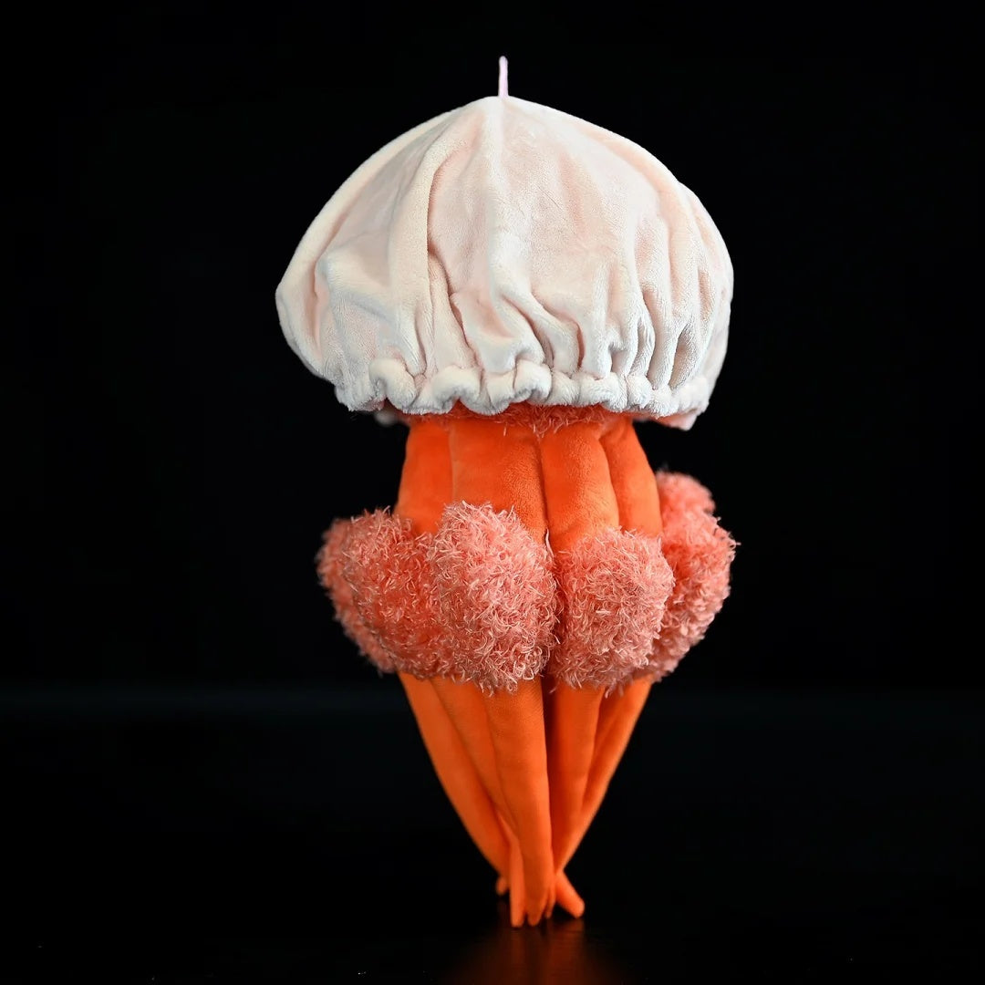 Back view of a realistic flame jellyfish plush toy with soft textures by SoftDaysLab