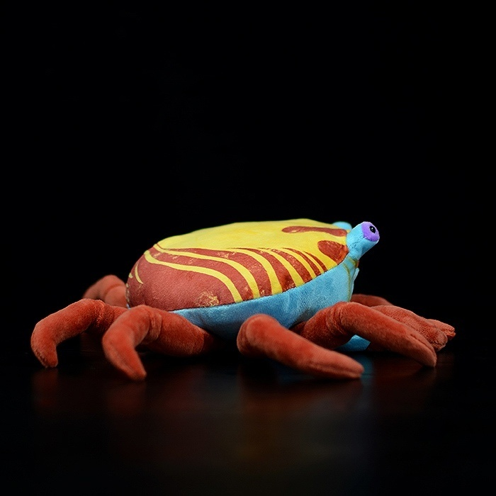 Side view of Sally Lightfoot Crab plush, realistic design and soft texture for ocean lovers by SoftDaysLab