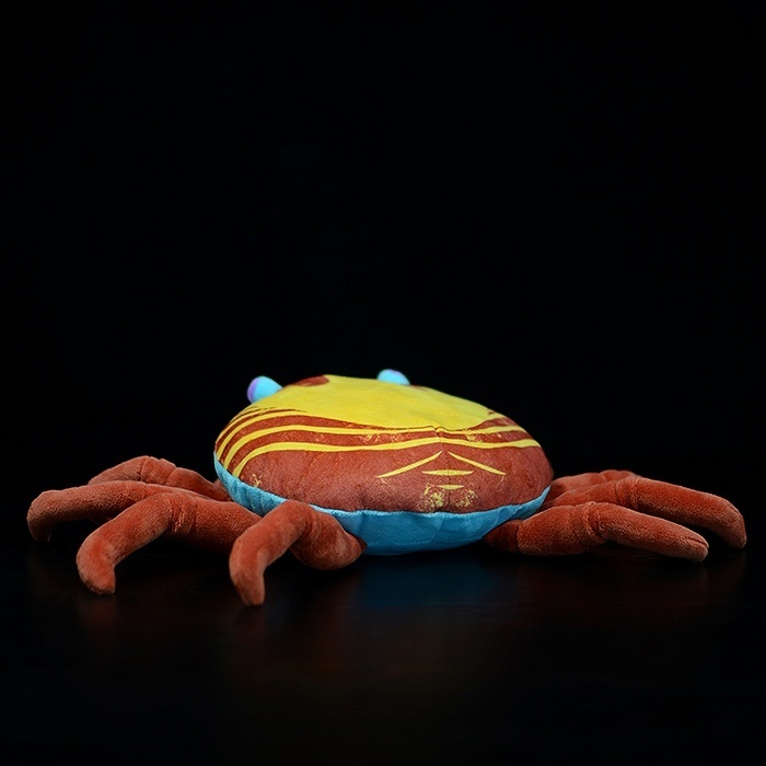 Back view of Sally Lightfoot Crab plush toy, vibrant and detailed marine stuffed animal by SoftDaysLab