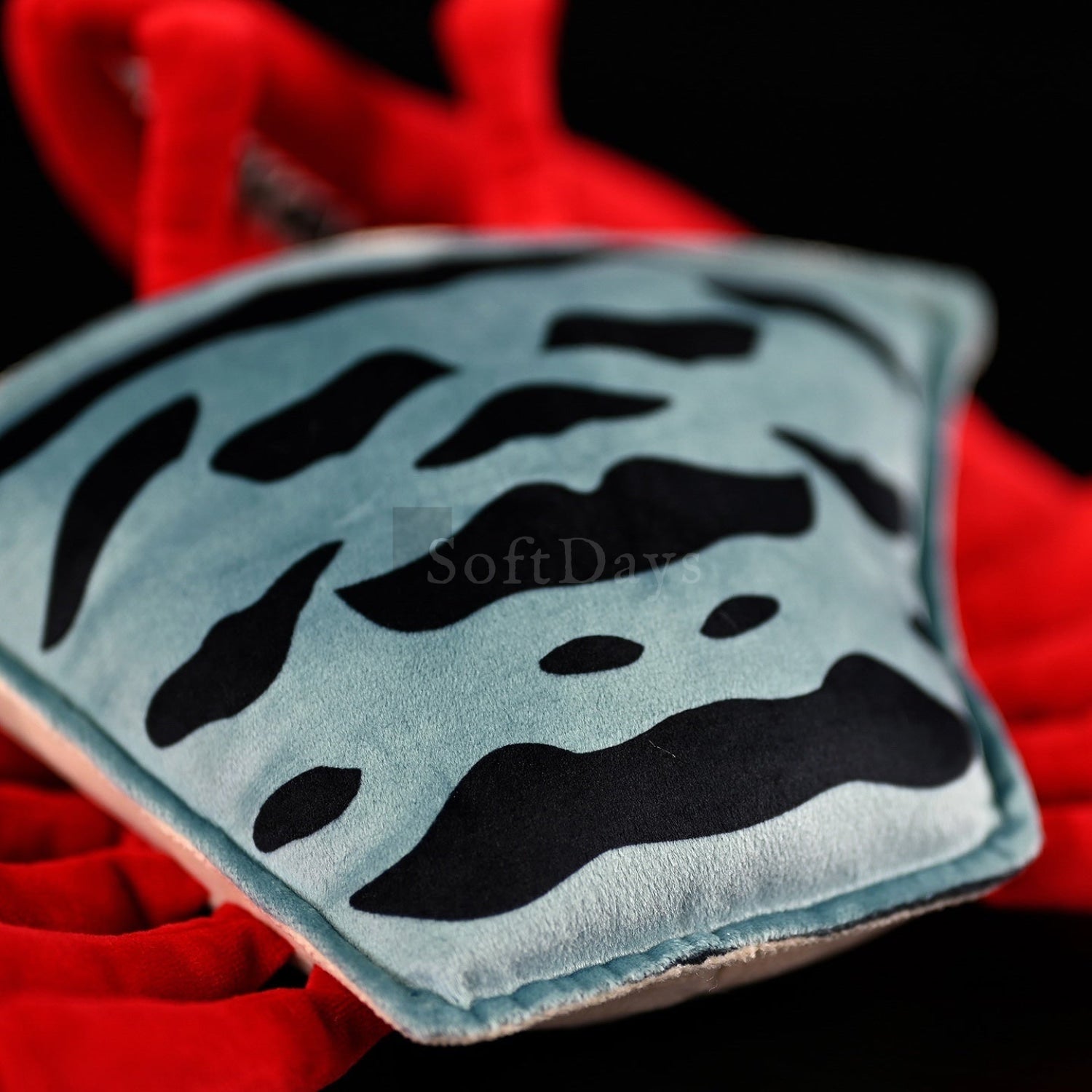 Close-up of the patterned shell on fiddler crab plush toy, crafted with attention to detail by SoftDaysLab