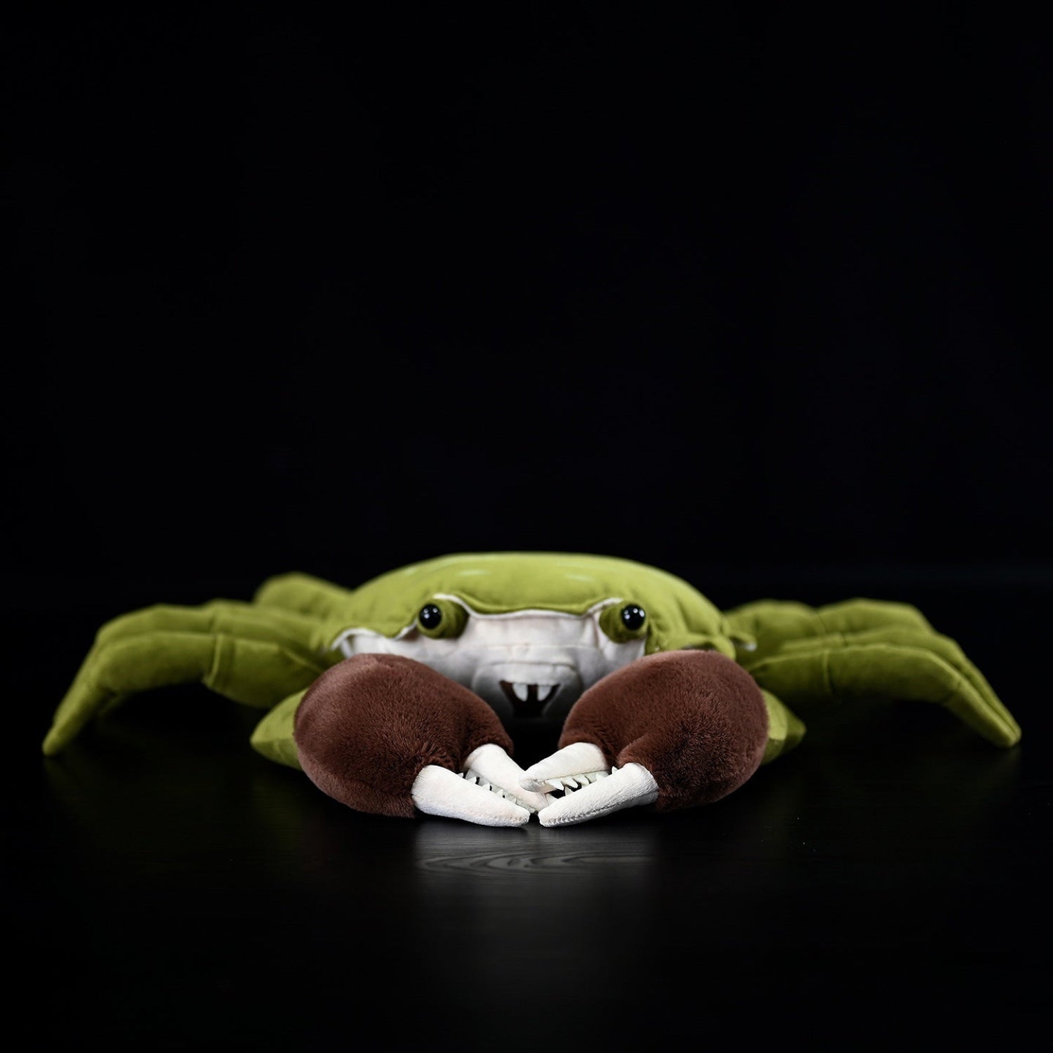 Front view of the Chinese mitten crab plush toy by SoftDaysLab with furry claws and a charming crab design