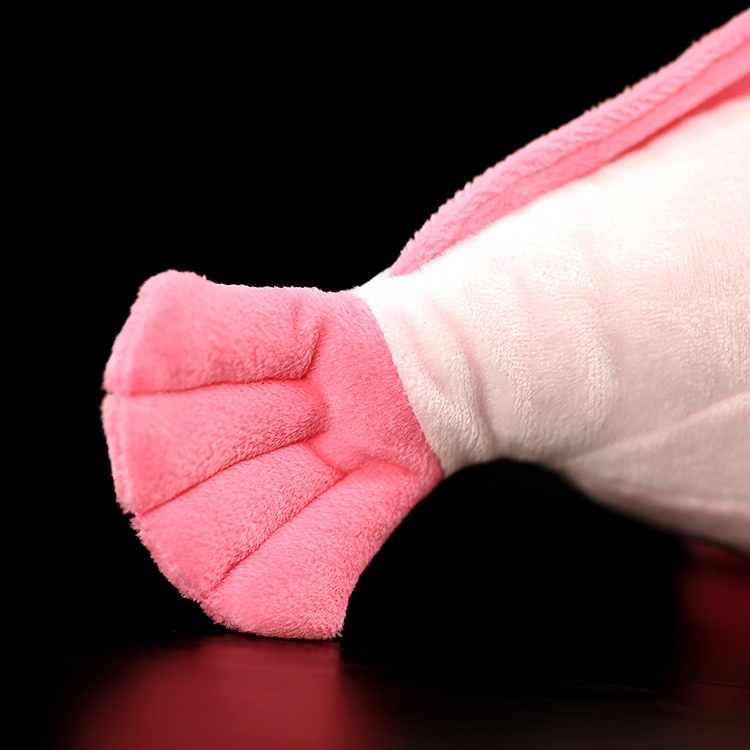 Blobfish plush tail close-up, ultra-soft texture with pink fins, designed by SoftDaysLab