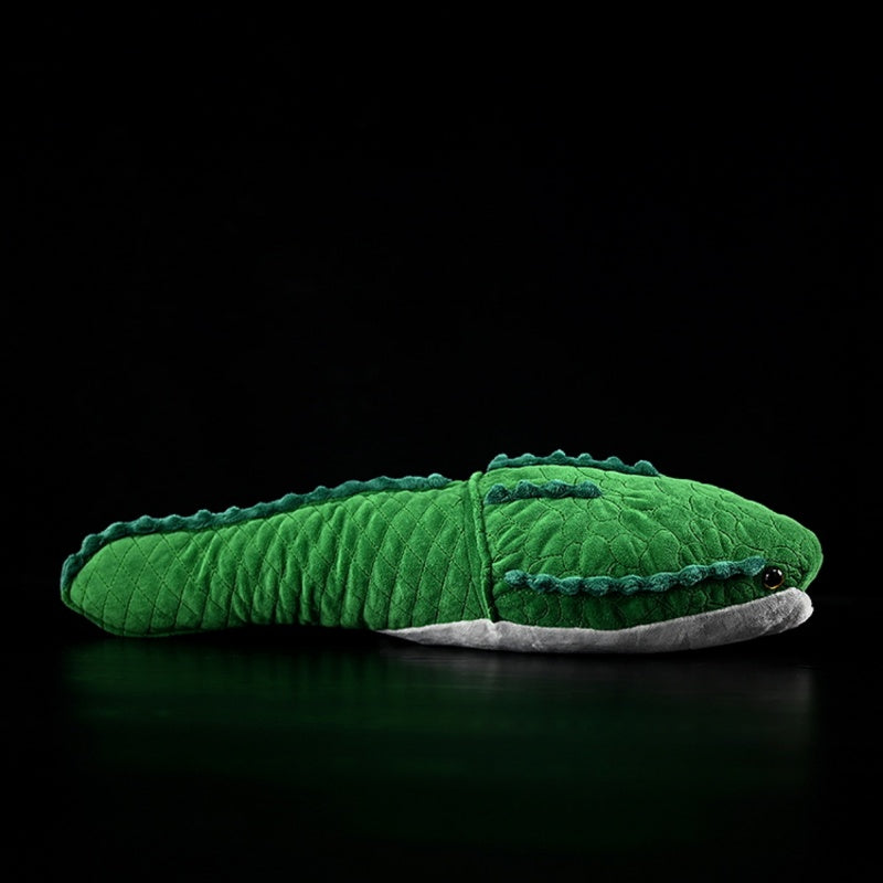 Full side profile of Astraspis plush toy showcasing its detailed body and green texture by SoftDaysLab