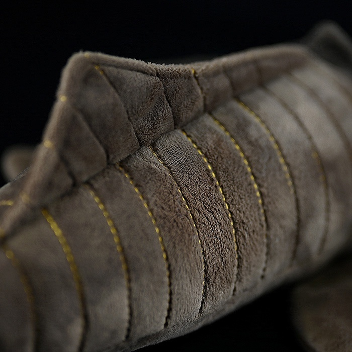 Close-up of Cephalaspis plush body showcasing its striped design and soft quilting by SoftDaysLab