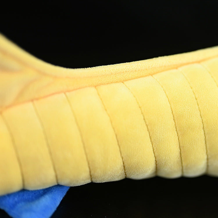 Close-up of Sacabambaspis plush midsection, showing its quilted texture and soft yellow body details by SoftDaysLab