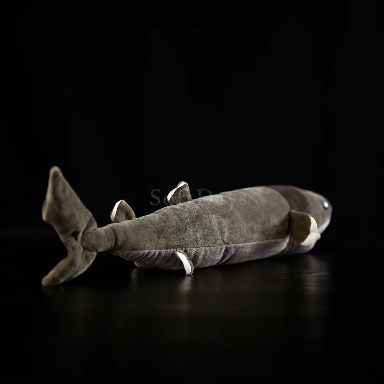 Cookiecutter shark plush toy featuring detailed craftsmanship, soft fabric, and unique shark details