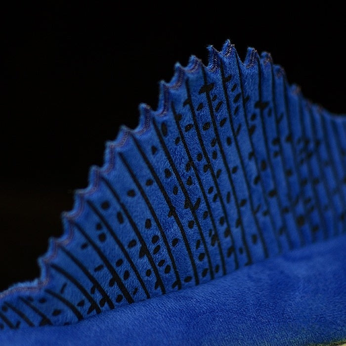 Detailed view of the dorsal fin on an Indo-Pacific Sailfish plush toy, featuring intricate patterns