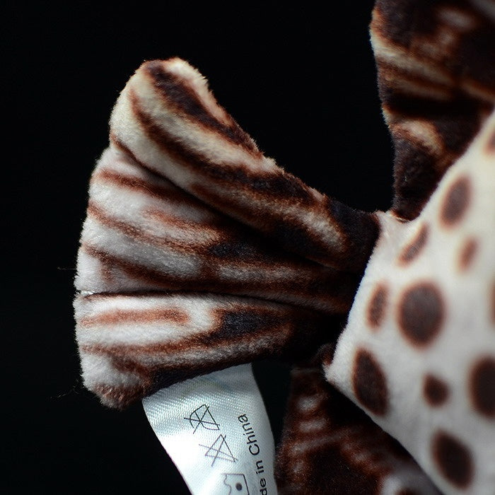Tail detail of the spotted scat plush, showing lifelike patterns and high-quality craftsmanship