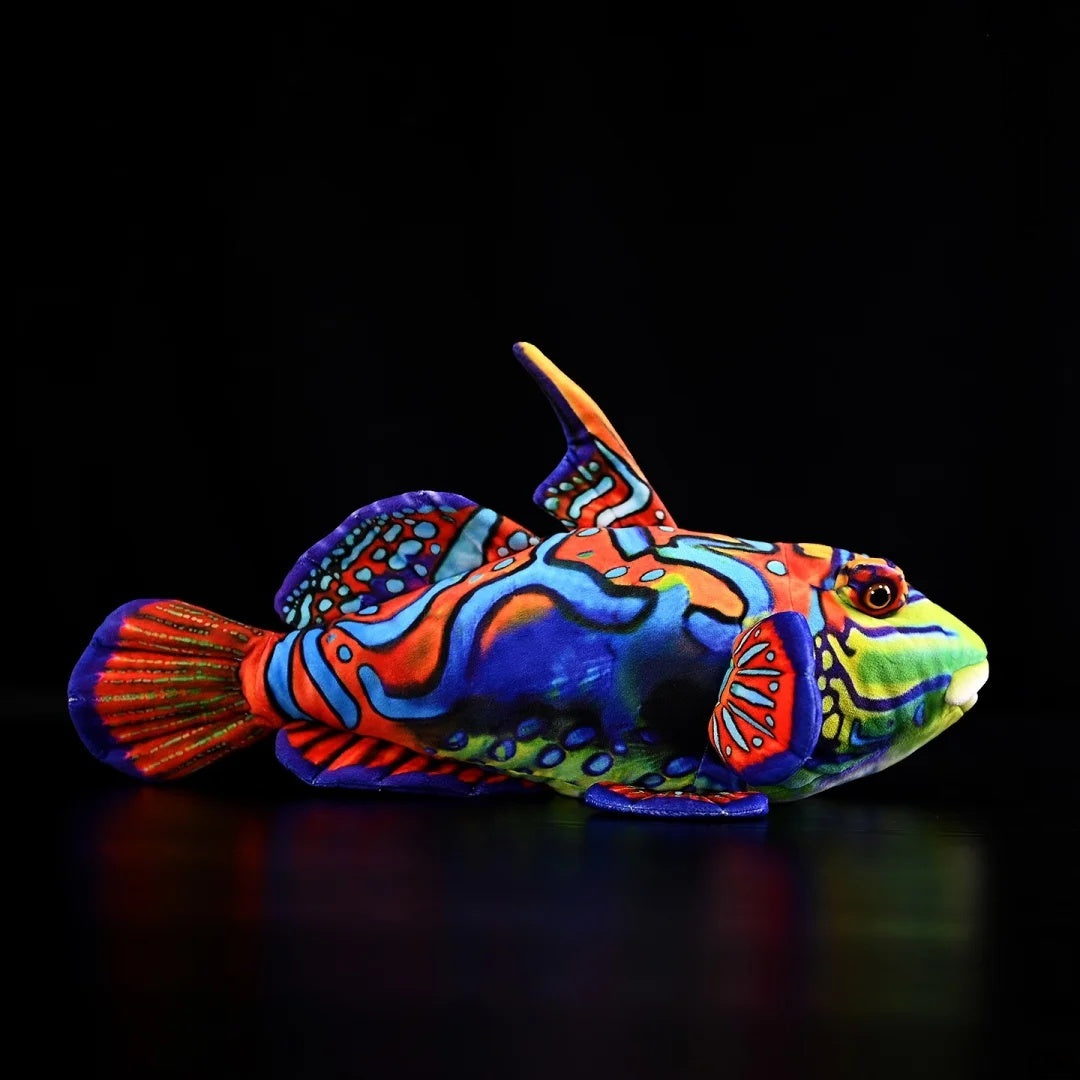 Side profile of a realistic Mandarinfish Plush, perfect for ocean and marine animal enthusiasts