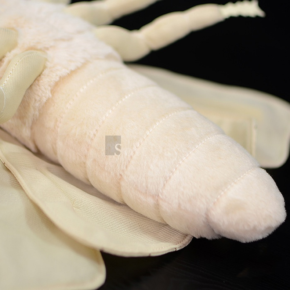 Close-up of Silk Moth plush toy’s soft and detailed abdomen with smooth fabric texture