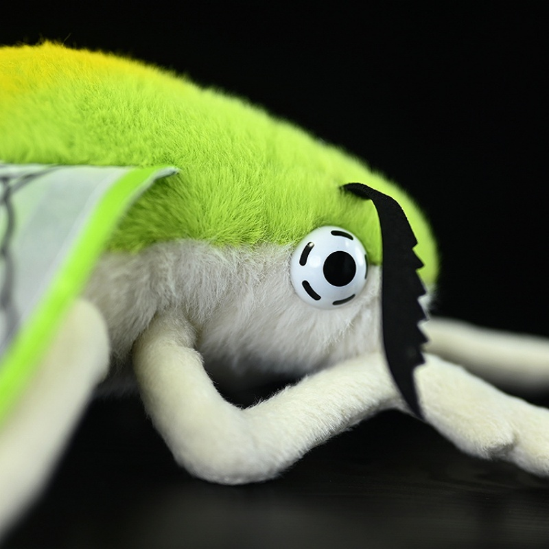 Close-up of the coffee bee hawkmoth plush head, featuring detailed eyes and soft antenna by SoftDaysLab
