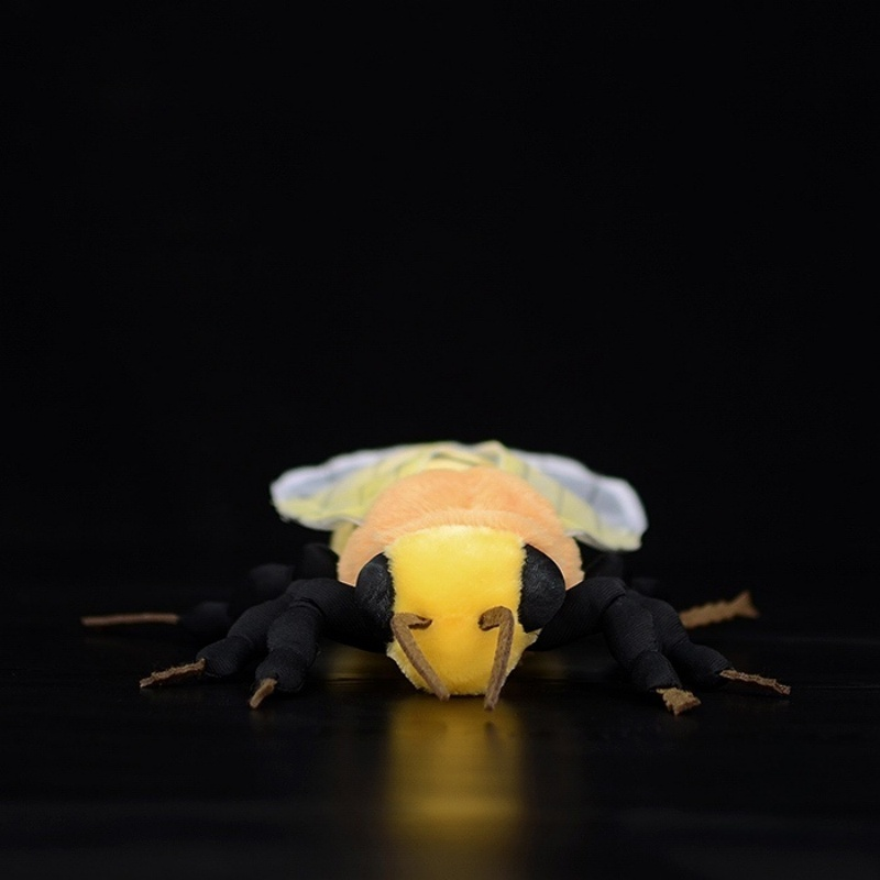 Front view of bee plush toy with vibrant yellow head and lifelike antennae by SoftDaysLab