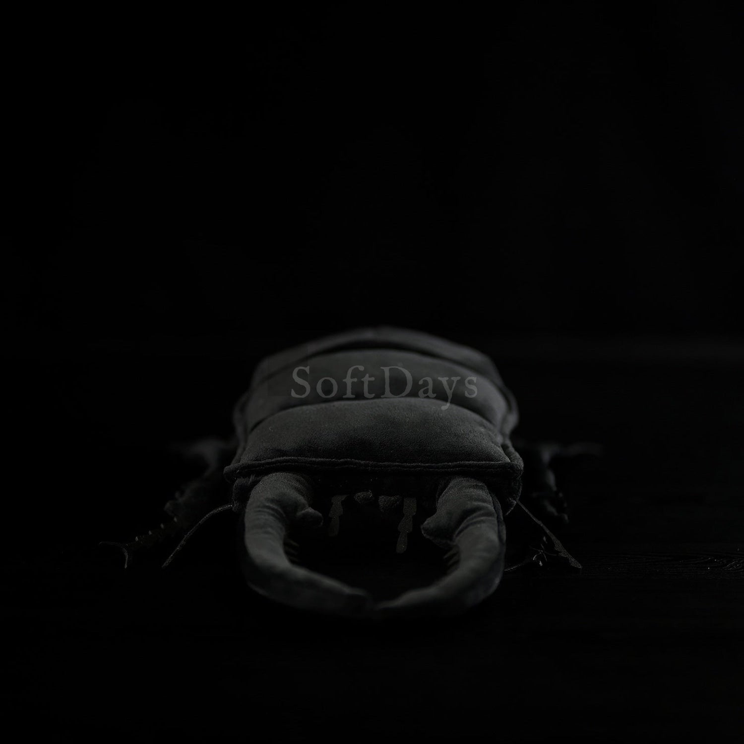 Front view of Dorcus Hopei Stag Beetle plush focusing on prominent mandibles and intricate design details