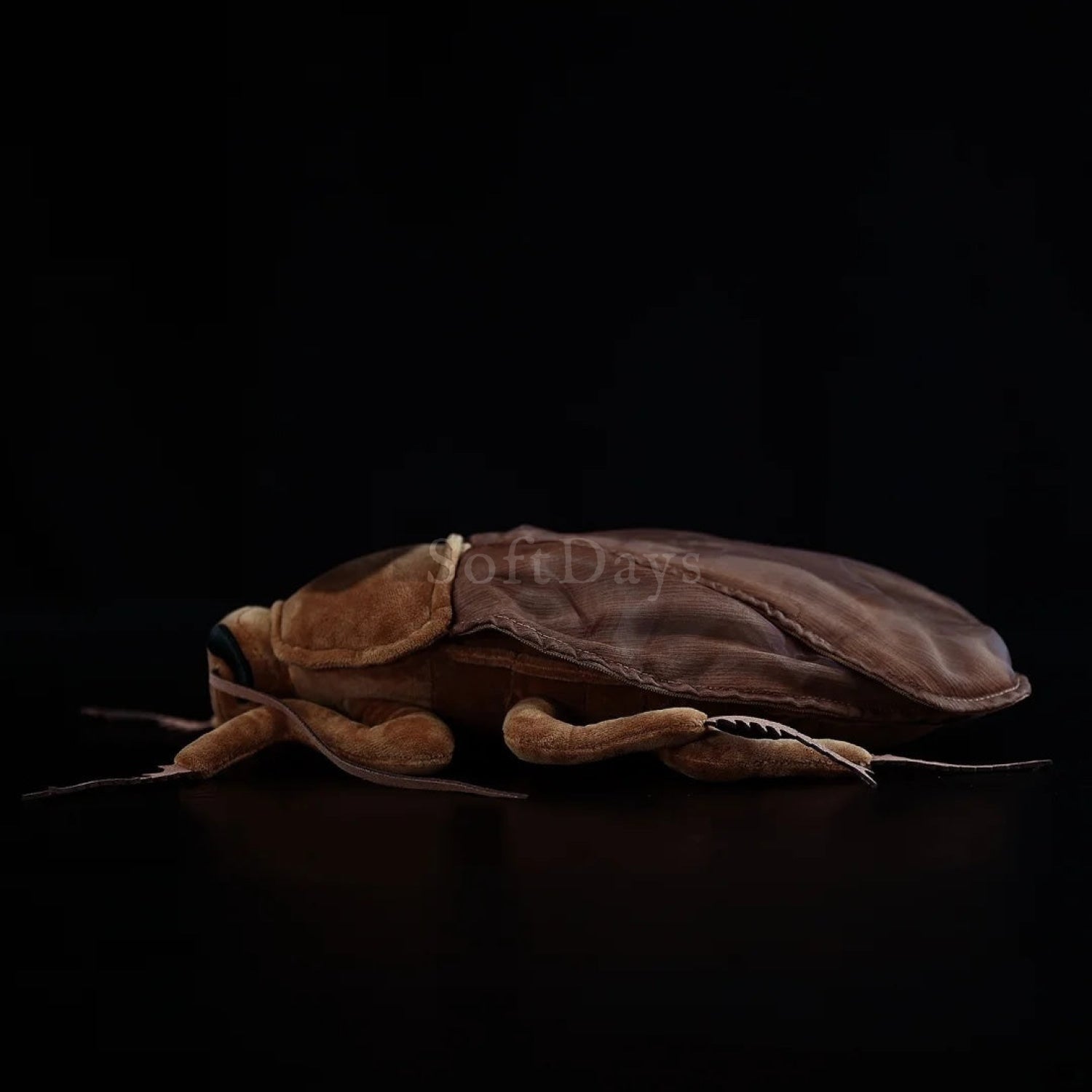 American cockroach plush toy highlighting textured wings and lifelike craftsmanship