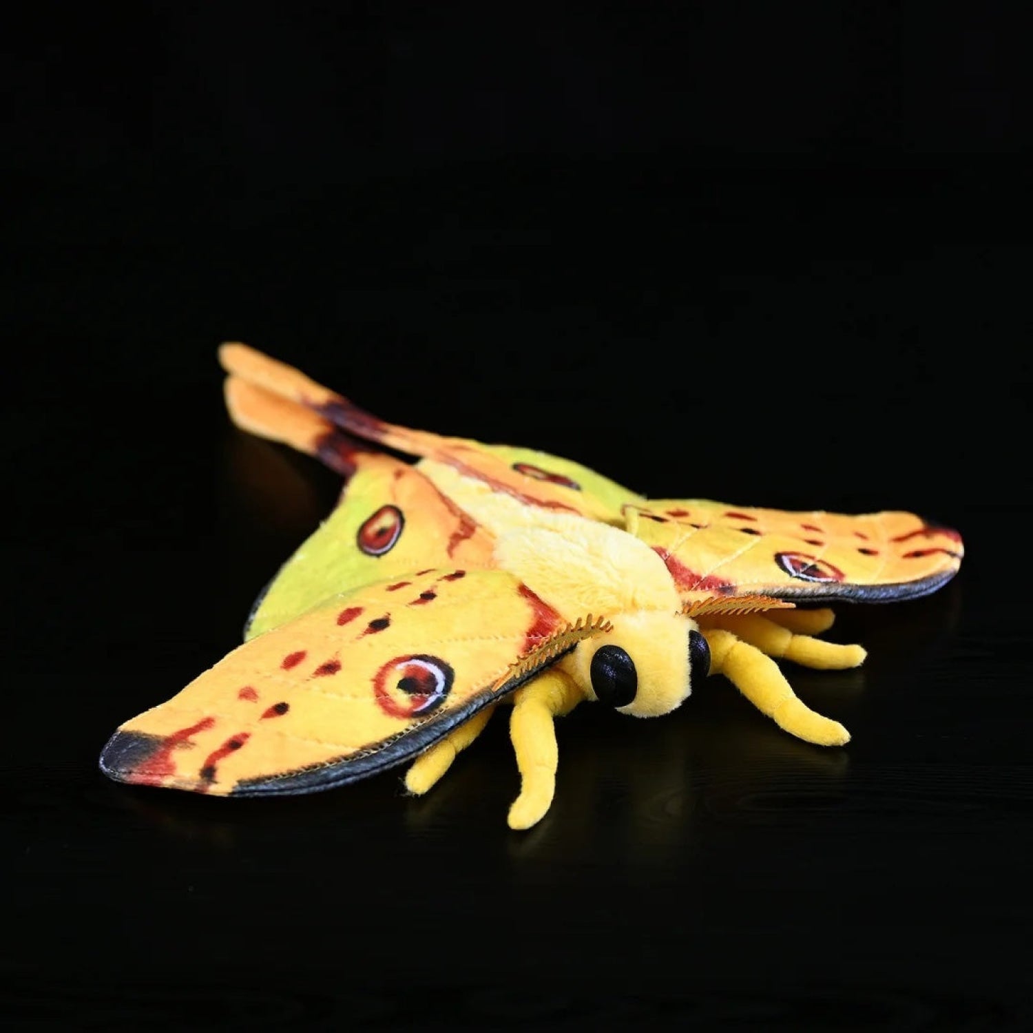 Realistic comet moth plush toy with lifelike wings and vibrant yellow patterns for insect enthusiasts