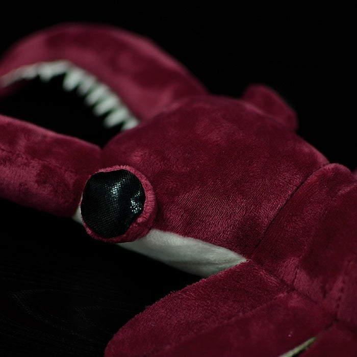 Detailed view of the Anomalocaris plush toy’s head and eyes, capturing its prehistoric predator essence