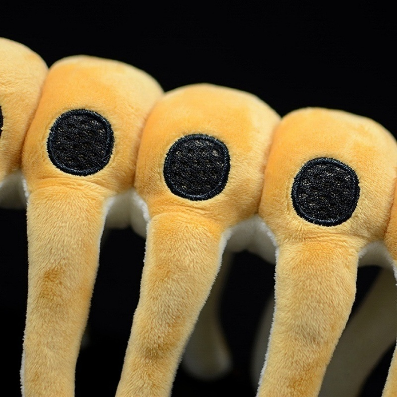 Close-up of the Microdictyon plush toy’s pointed tail, designed with a realistic touch for prehistoric enthusiasts