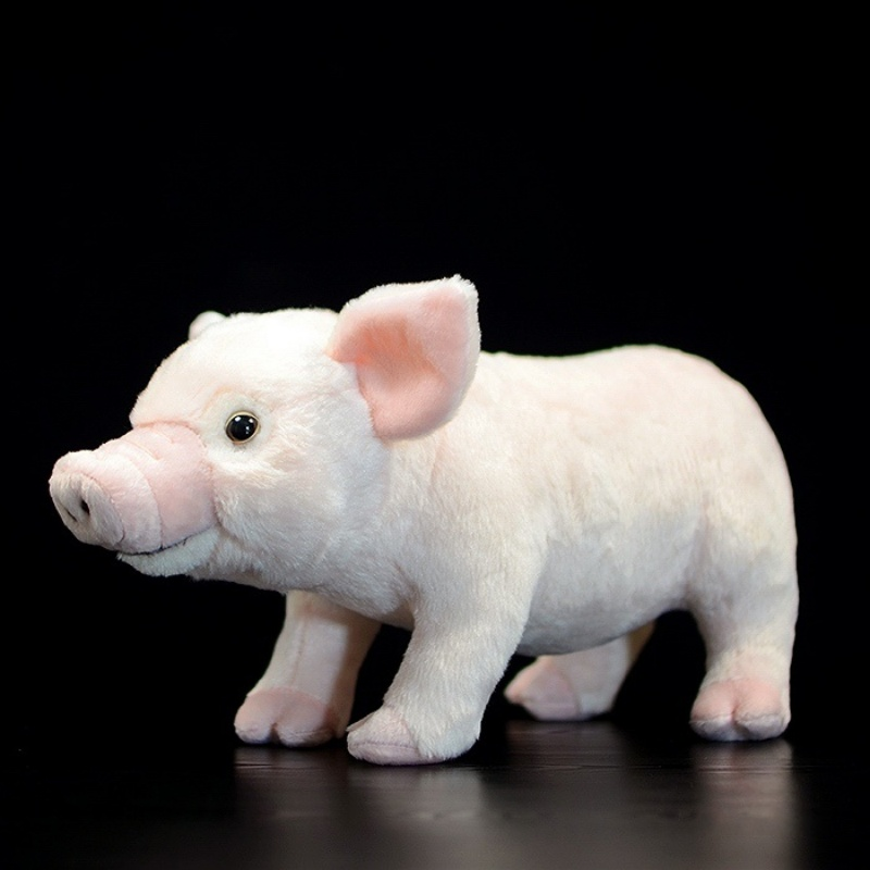 White domestic pig plush toy by SoftDaysLab, featuring a lifelike design with cute details